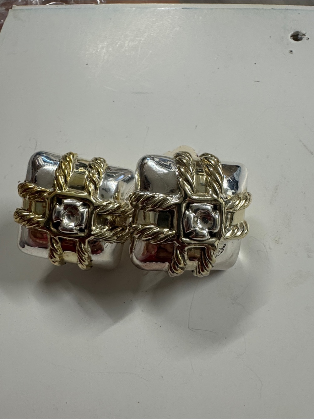 Two-Tone Gold & Silver silver 925 KnotEarrings vintage lots of silver